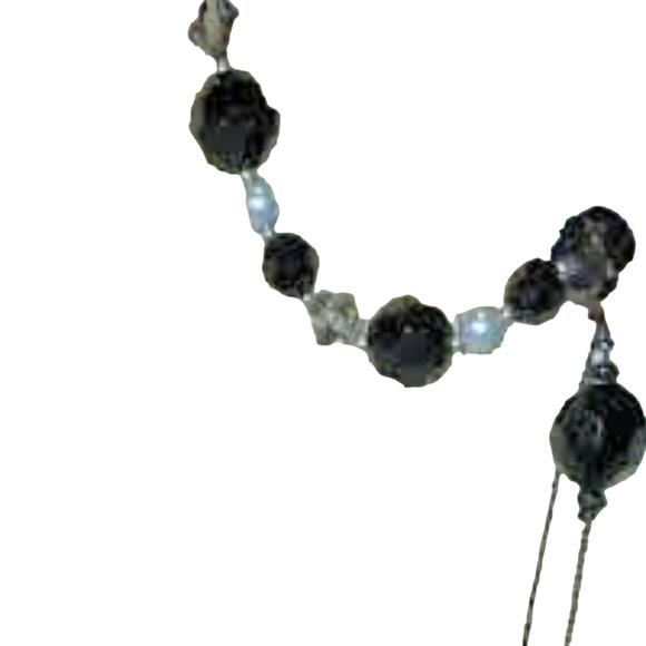Very Versatile Black Faceted Beads on String Sautoir Necklace & Bracelet… - Picture 2 of 5